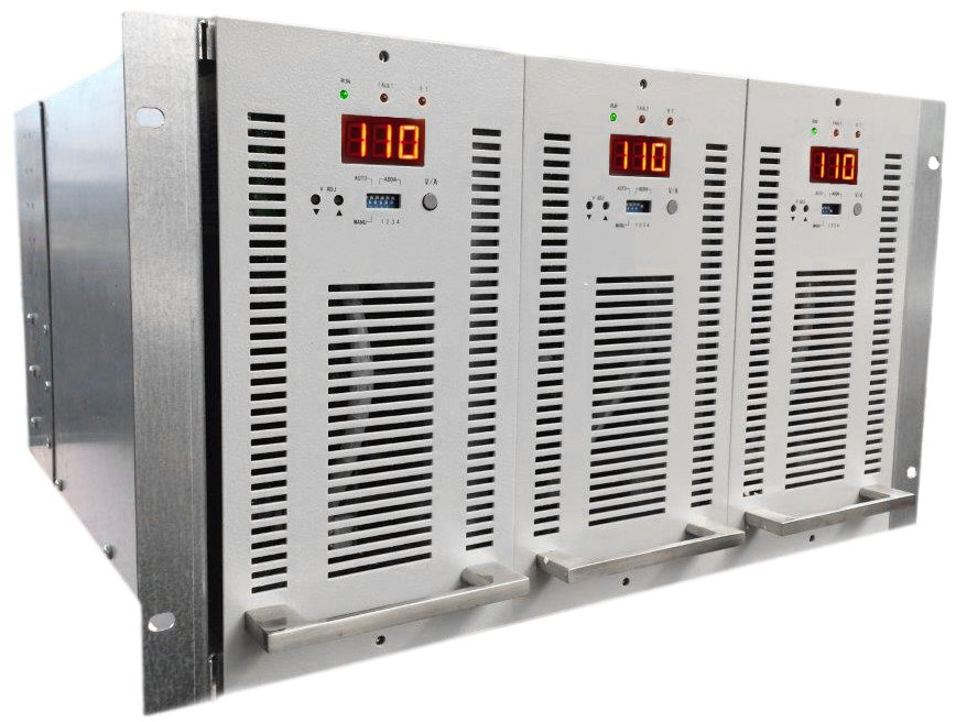 3 110Vdc Power Supplies in a 19 Inch Subrack