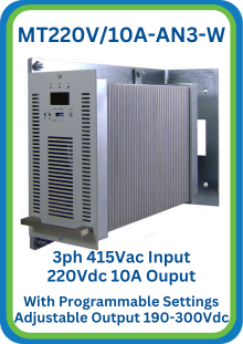 MT220V/10A-AN3-W Wall Mounted Three Phase 220Vdc 10A Power Supply