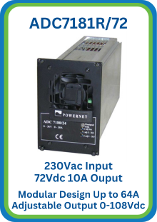 ADC7181R/72 Adjustable Rack Mount Power Supply, Adjustable Output 0-108Vdc