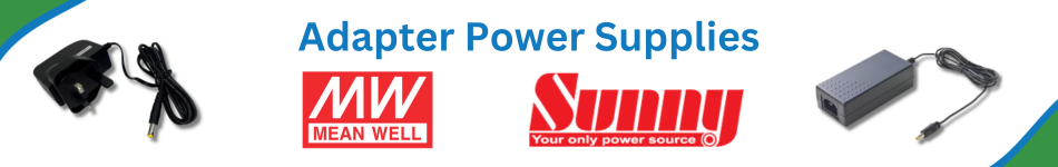 Adapter Power Supplies by Mean Well and Sunny, available in the UK