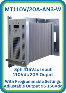 MT110V/20A-AN3-W Wall Mounted Three Phase 110Vdc 20A Power Supply