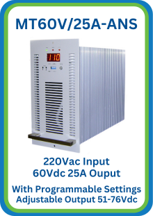 MT60V/20A-ANS Rack Mount Power Supply with 60Vdc 25A Output