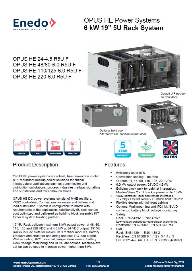 OPUS HE 5U Datasheet