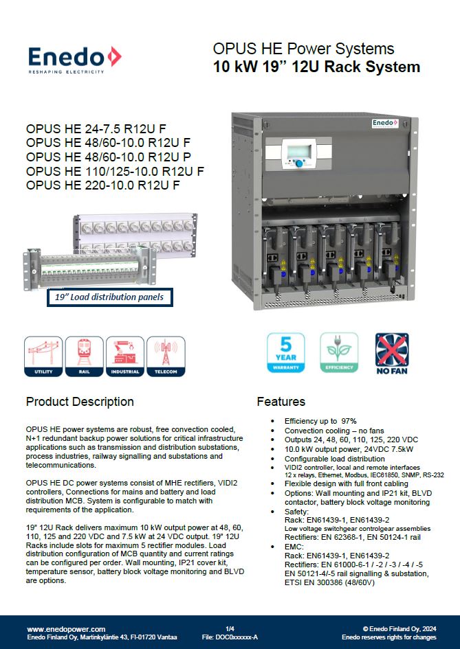 OPUS HE 12U Datasheet