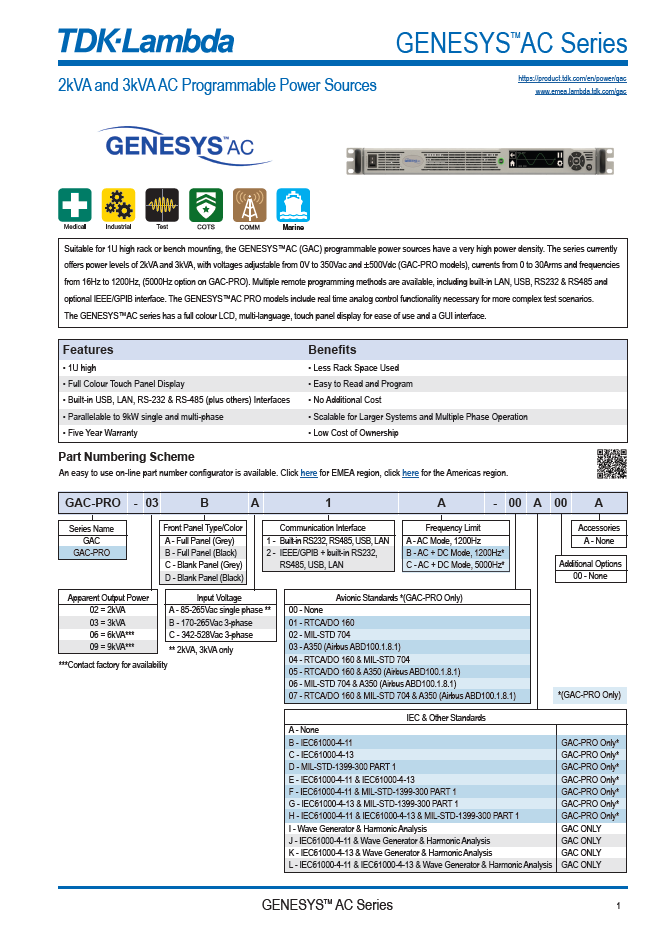 Vuew Genesys AC Datasheet