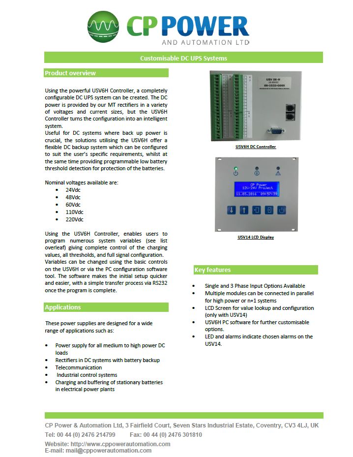 USV6 DC UPS Flyer